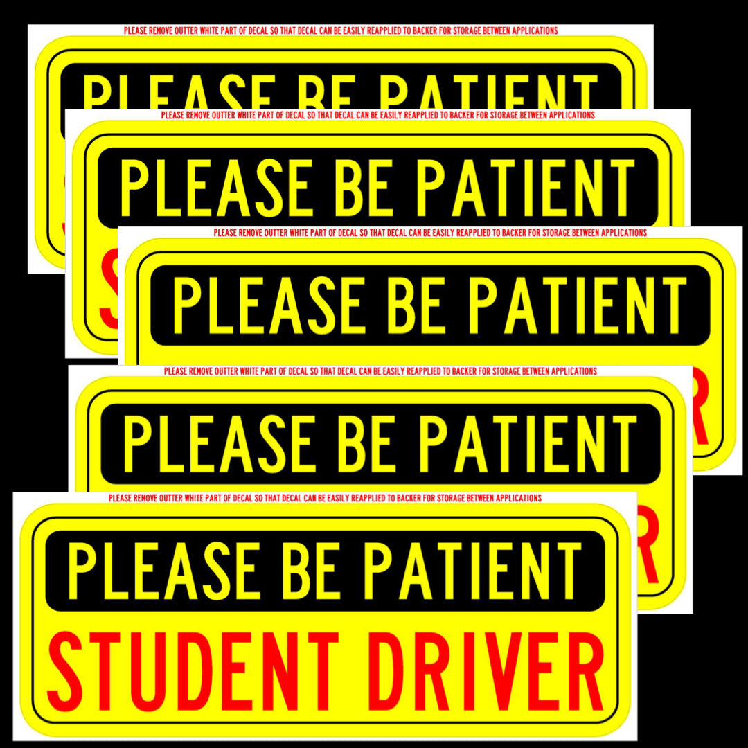 Student Driver Yellow repositonable/removeable/transferable. 4”x10” sticker