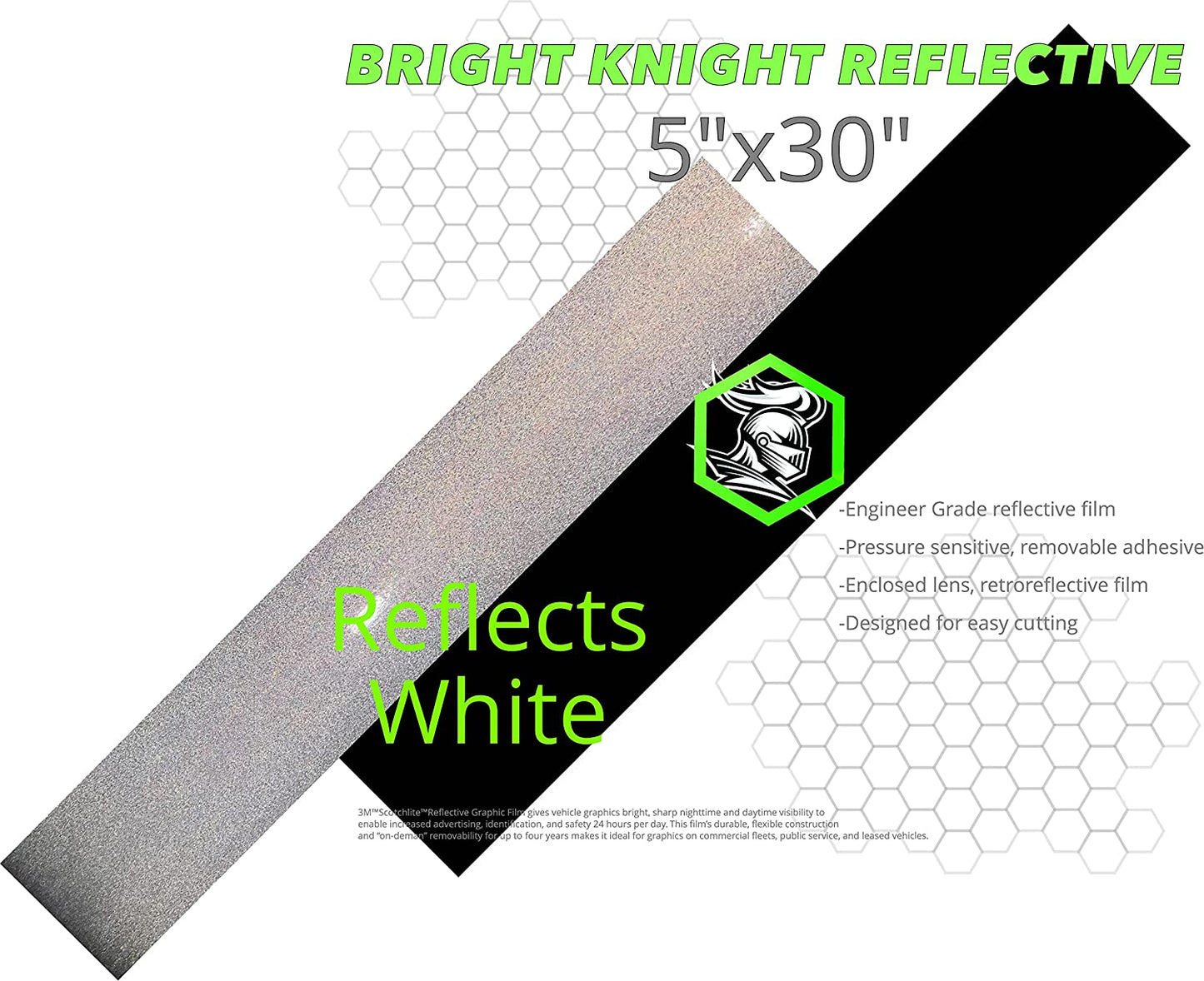 5x30 Reflective Tape Helmet Stickers | Made with 3M