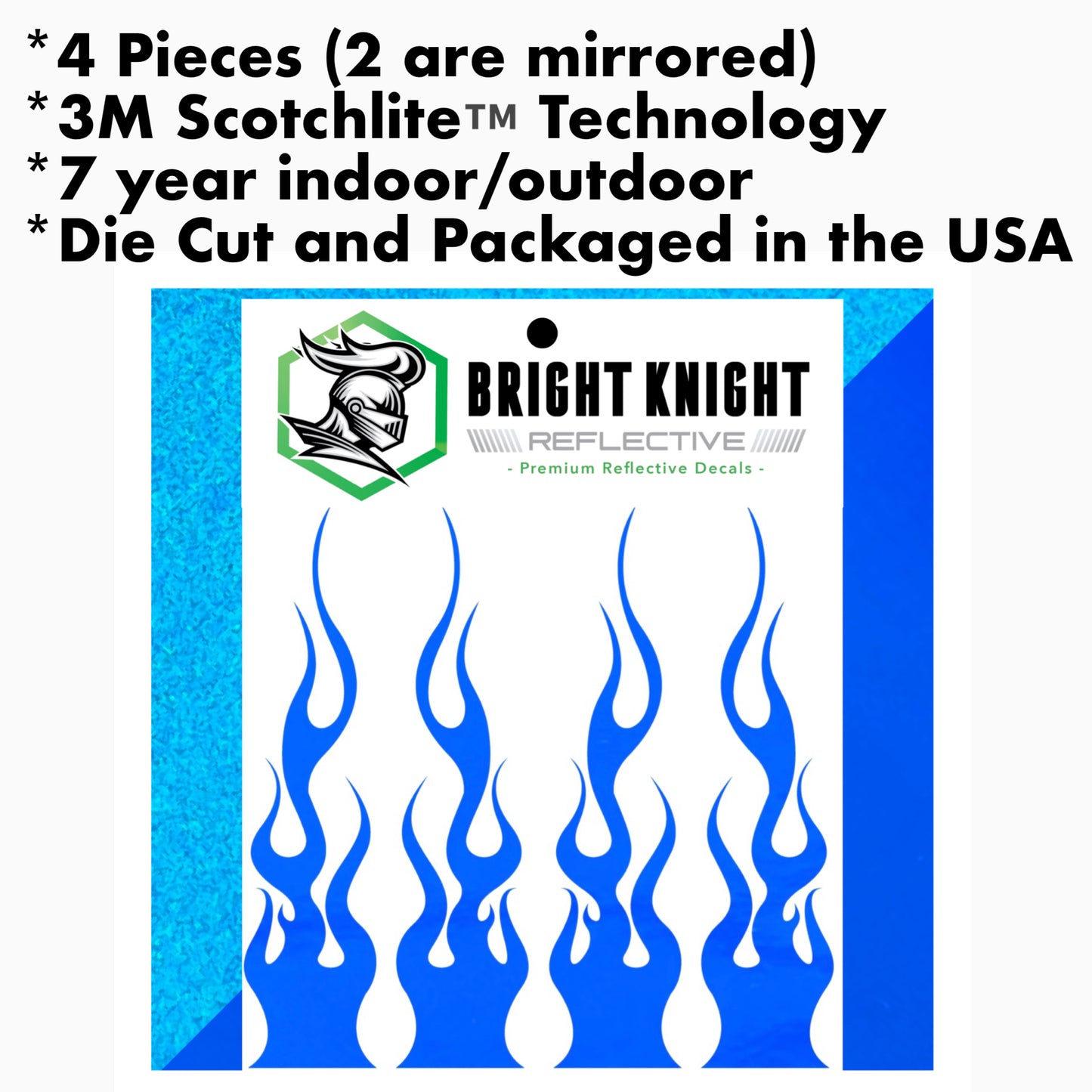 Flame Decals Reflective (2) 1.25"x5.25" Great for Helmets