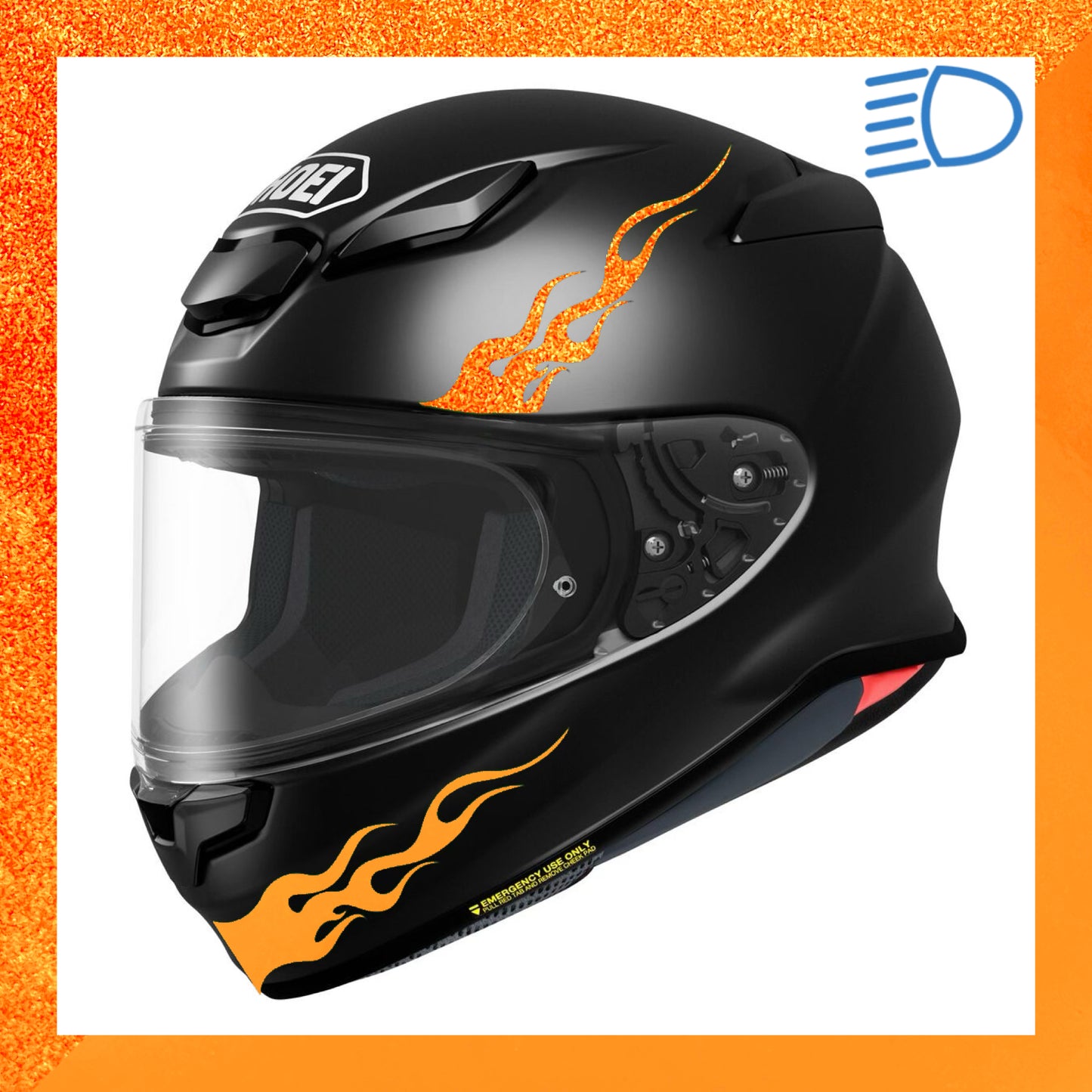 Flame Decals Reflective (2) 1.25"x5.25" Great for Helmets