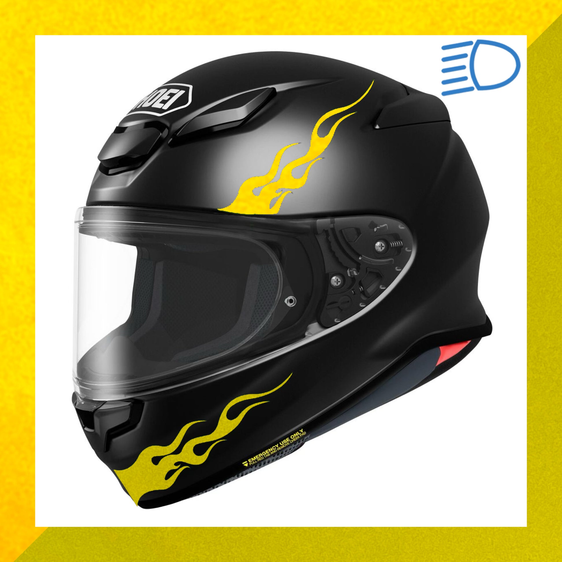 shoei rf 1400 decals Flame Decals Reflective (2) 1.25"x5.25" Great for Helmets – Bright Knight Reflective